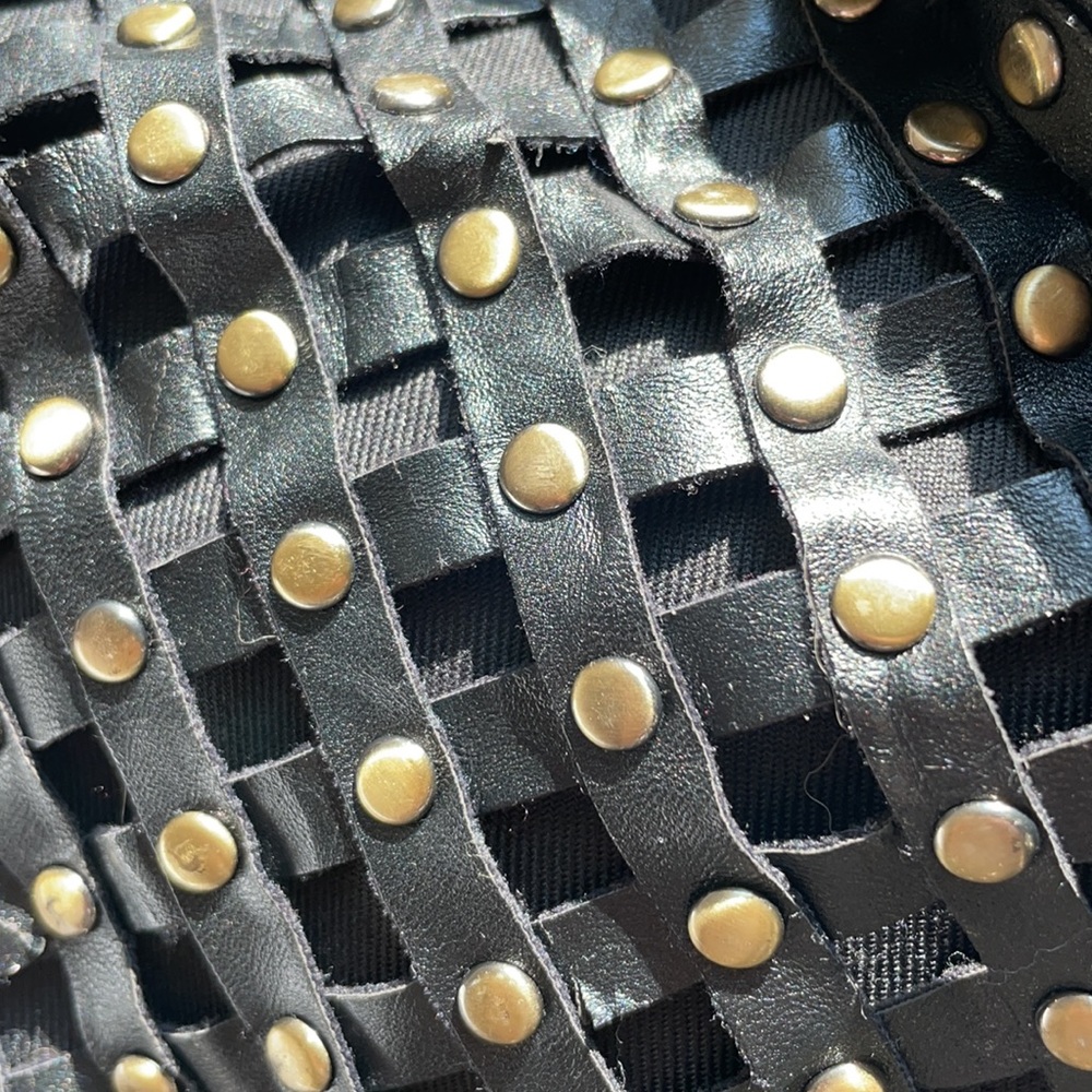 Remi and Reid studded weaved leather bag